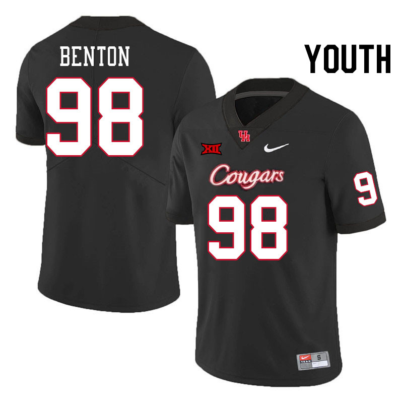Youth #98 Justin Benton Houston Cougars Big 12 XII College Football Jerseys Stitched-Black - Click Image to Close